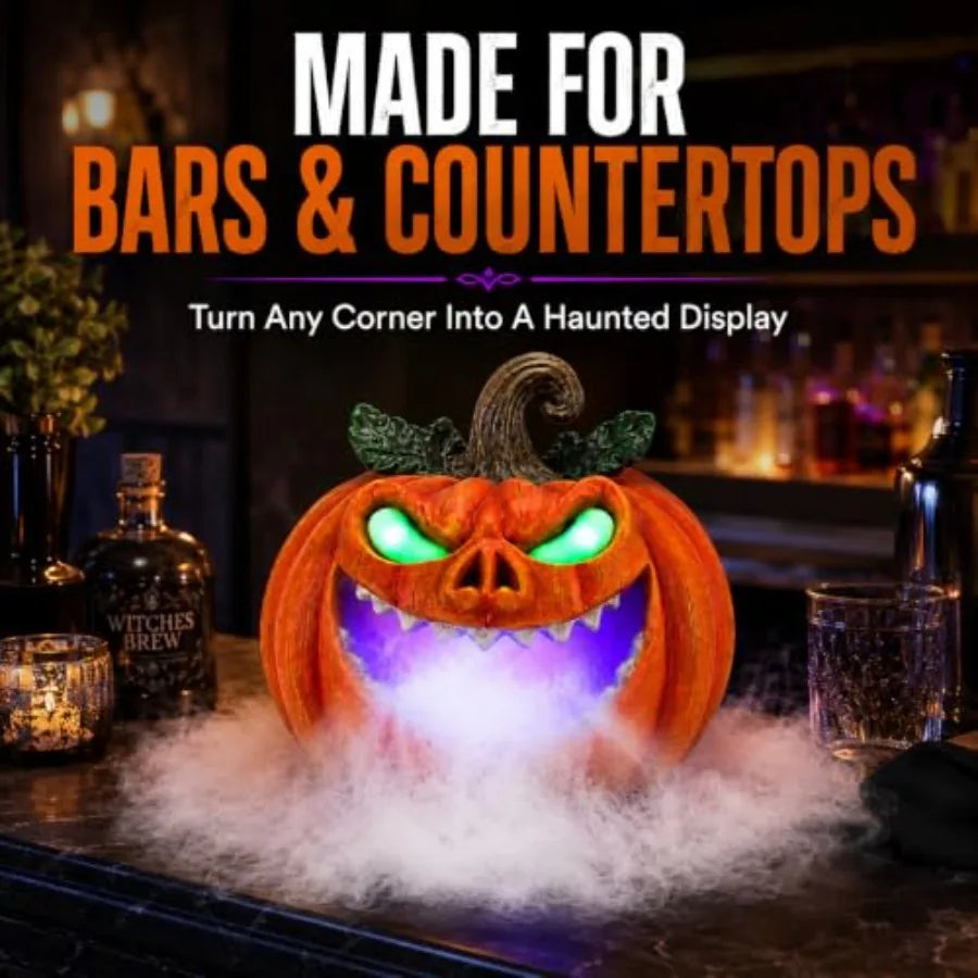 Halloween Pumpkin Fog Machine Decor With Glowing Eyes And Mist