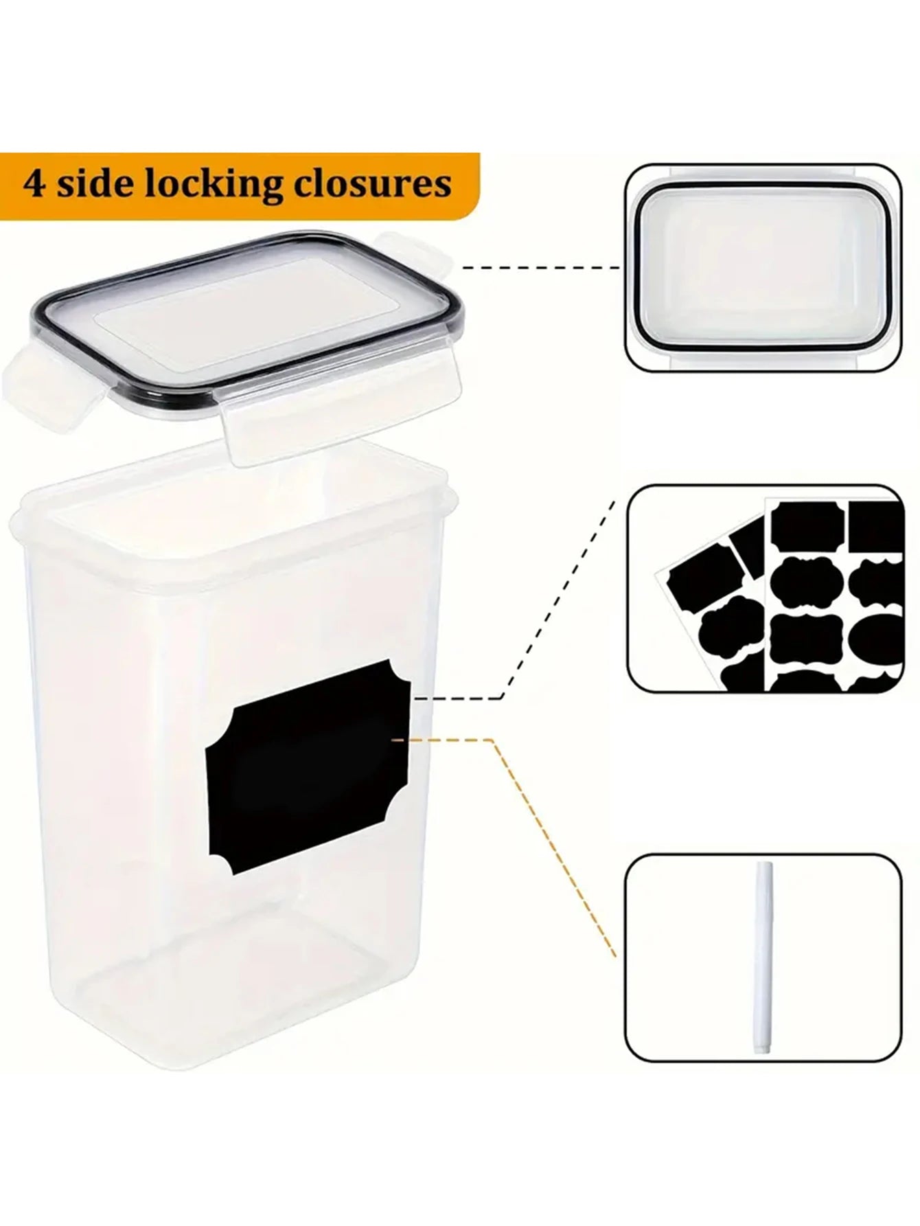 Airtight Food Storage Containers Set With Labels For Flour Coffee Beans Spices