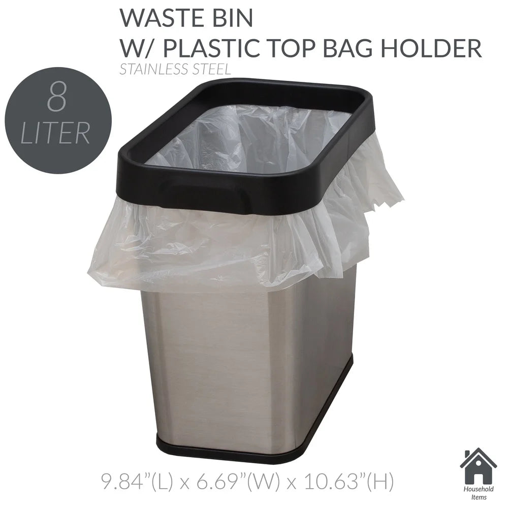 NONECN Stainless Steel Trash Can Open Top Waste Bin