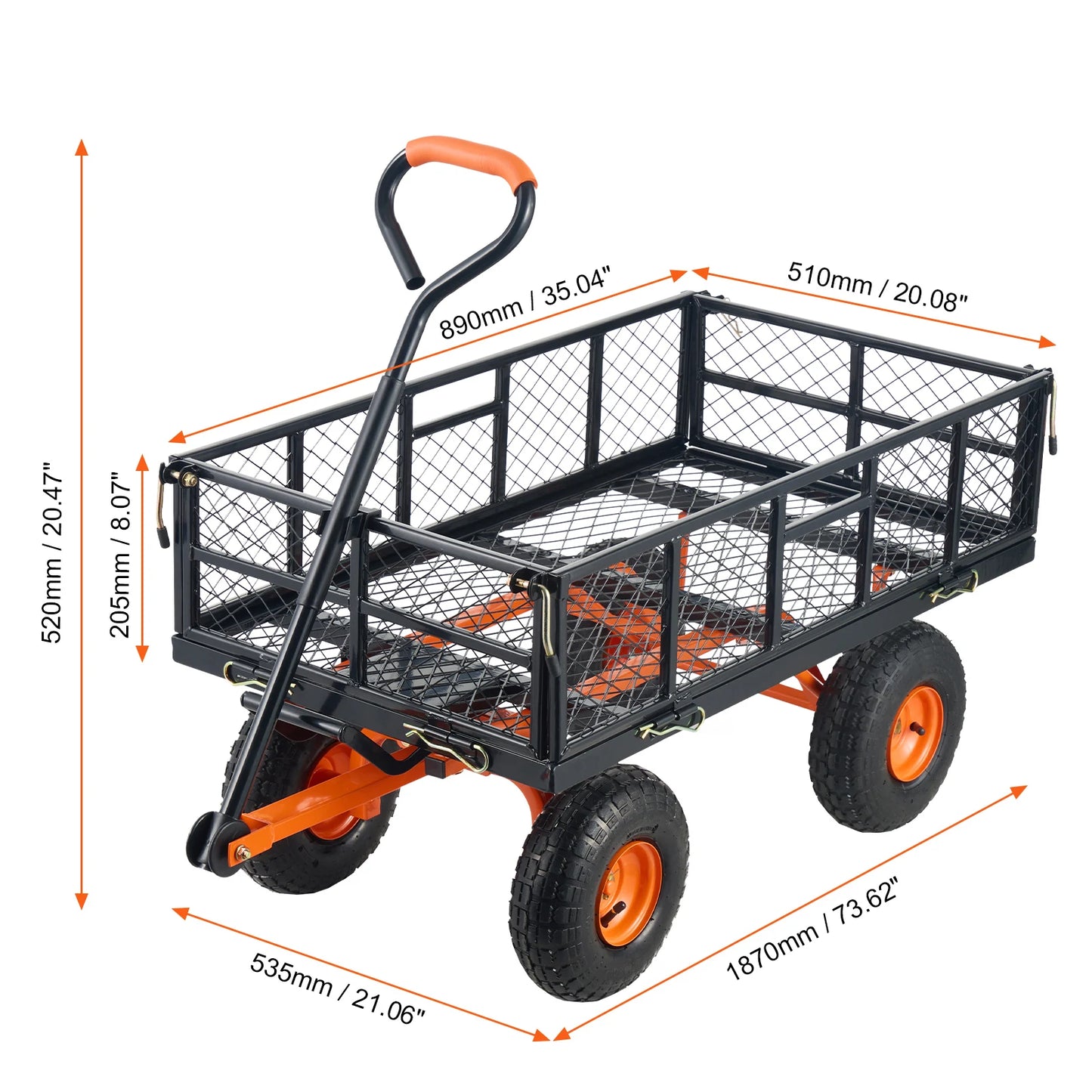 SucceBuy Garden Cart Sturdy Metal Utility Wagon Dump Cart