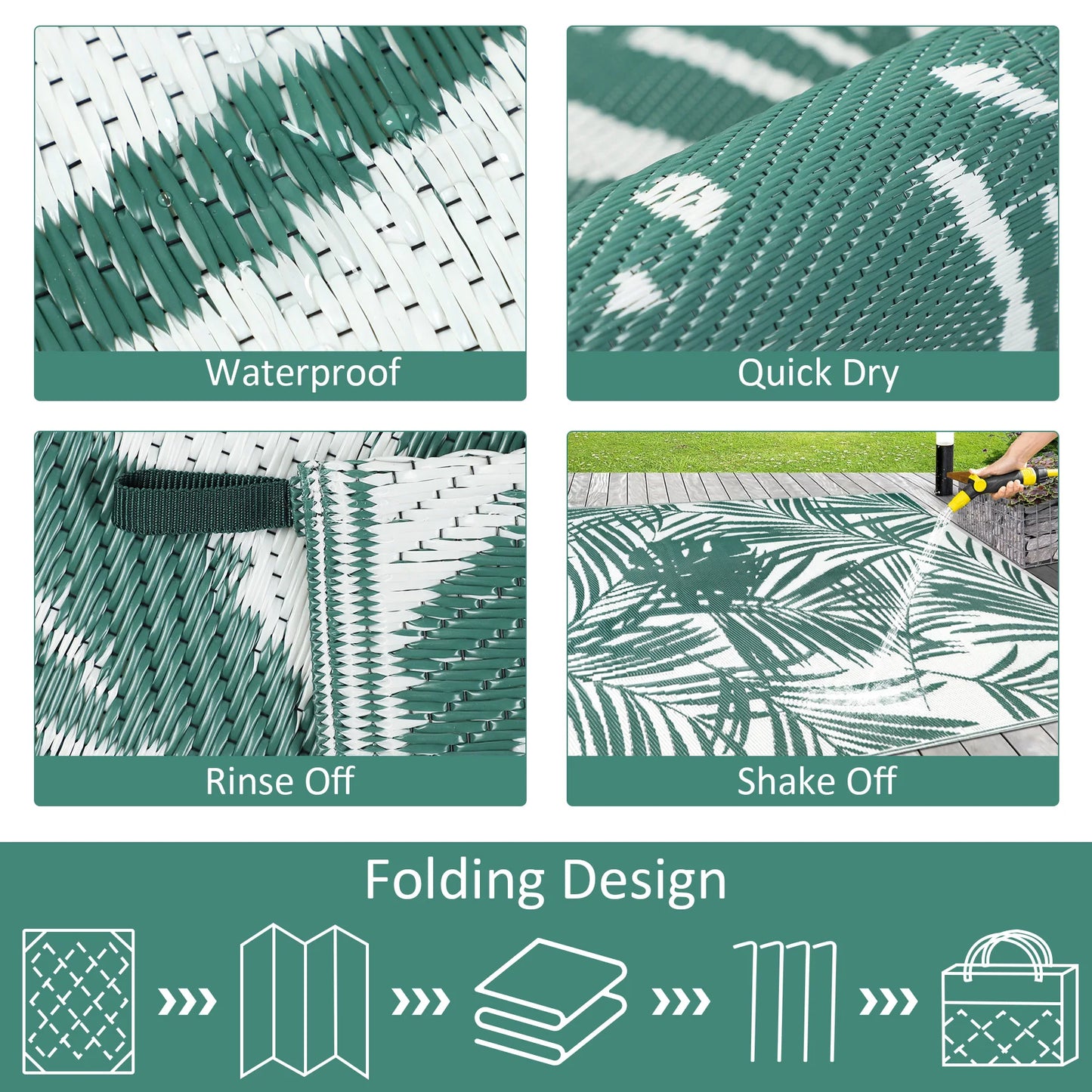 Outdoor Rugs Waterproof Reversible Plastic Straw Mat For Patio And Camping