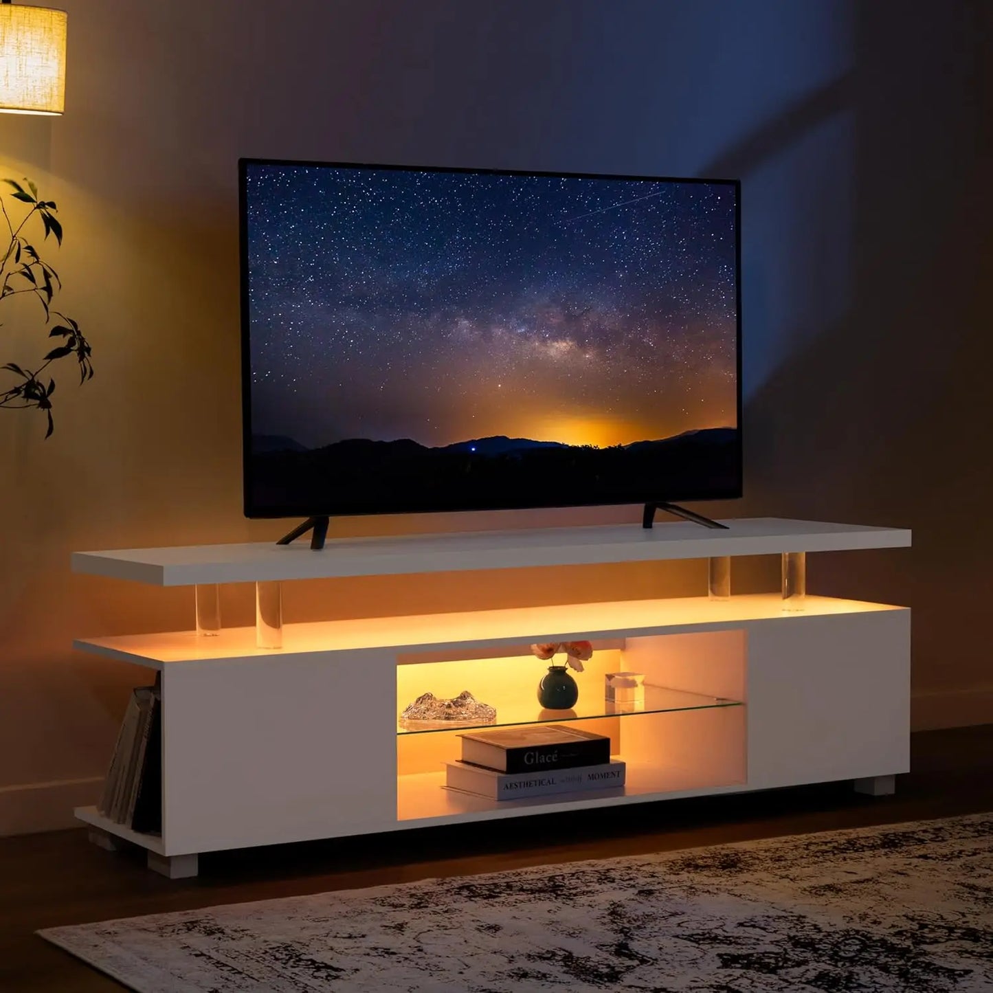 Modern Wooden TV Stand With Storage For Living Room Entertainment