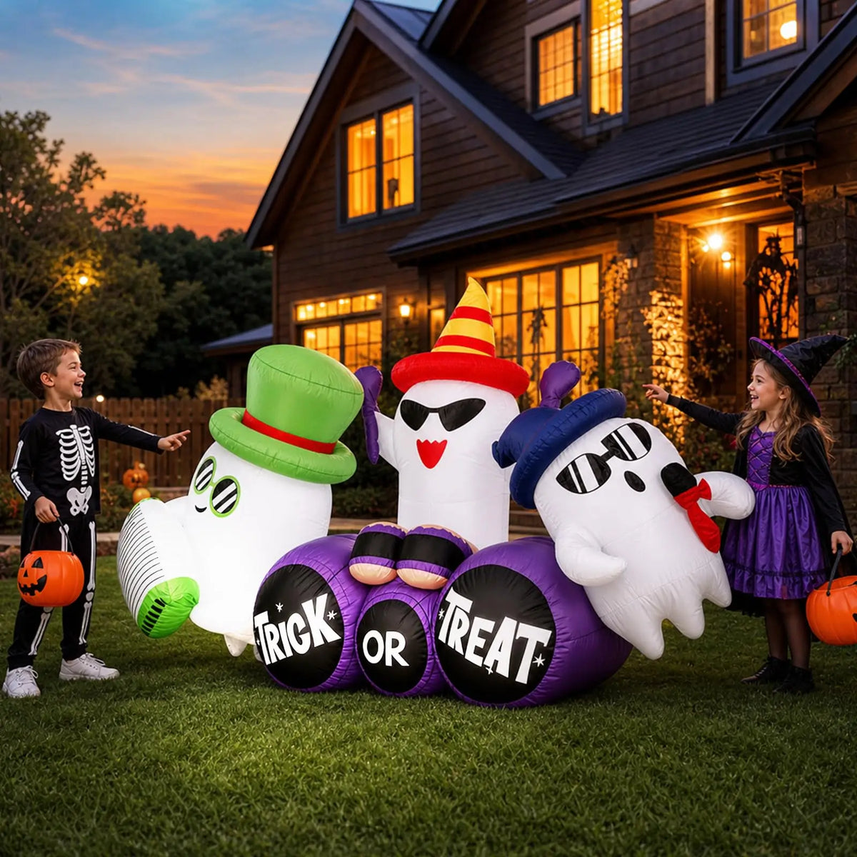 HiMISS Halloween Ghost Band Inflatable Yard Decor With LED Lights