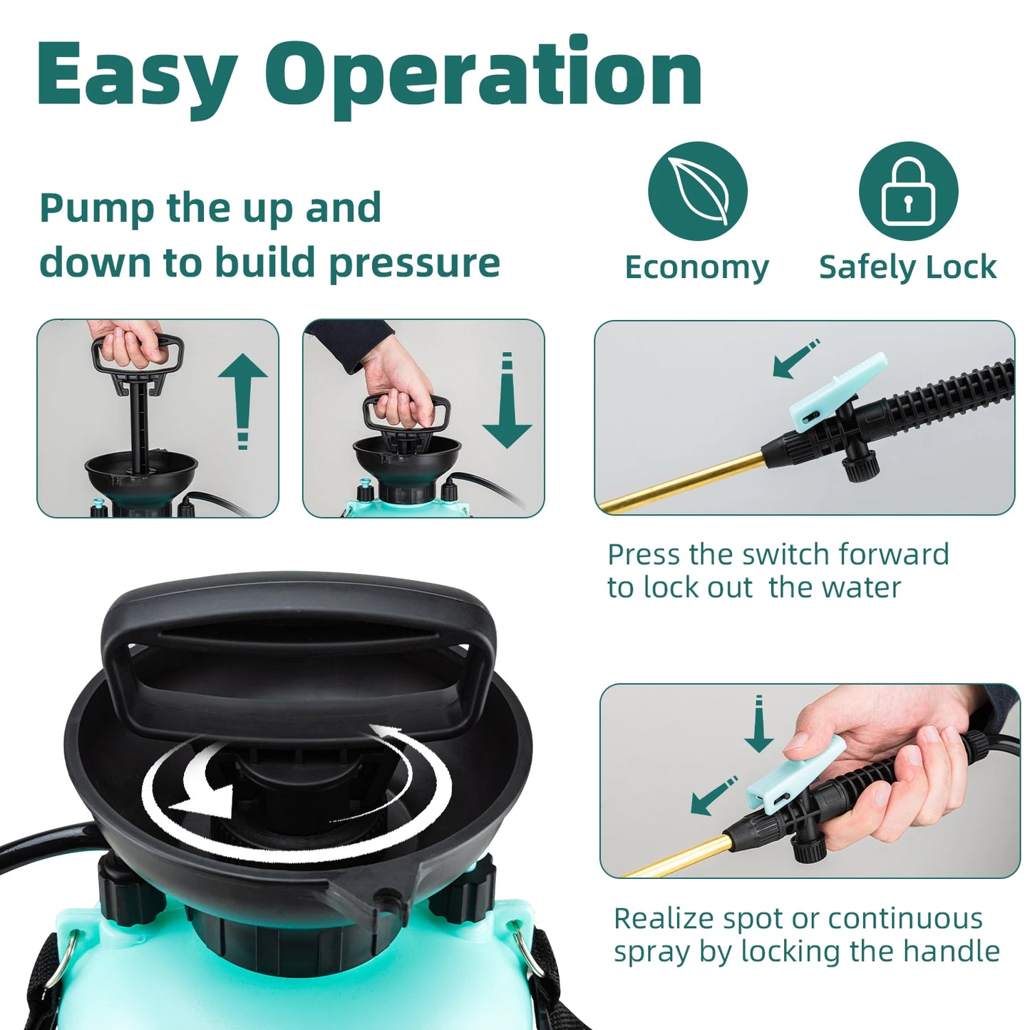 Deli 8L Garden Pressure Sprayer,Durable and Adjustable Spraying Tool for Watering, Fertilizing, and Pest Control in Lawns