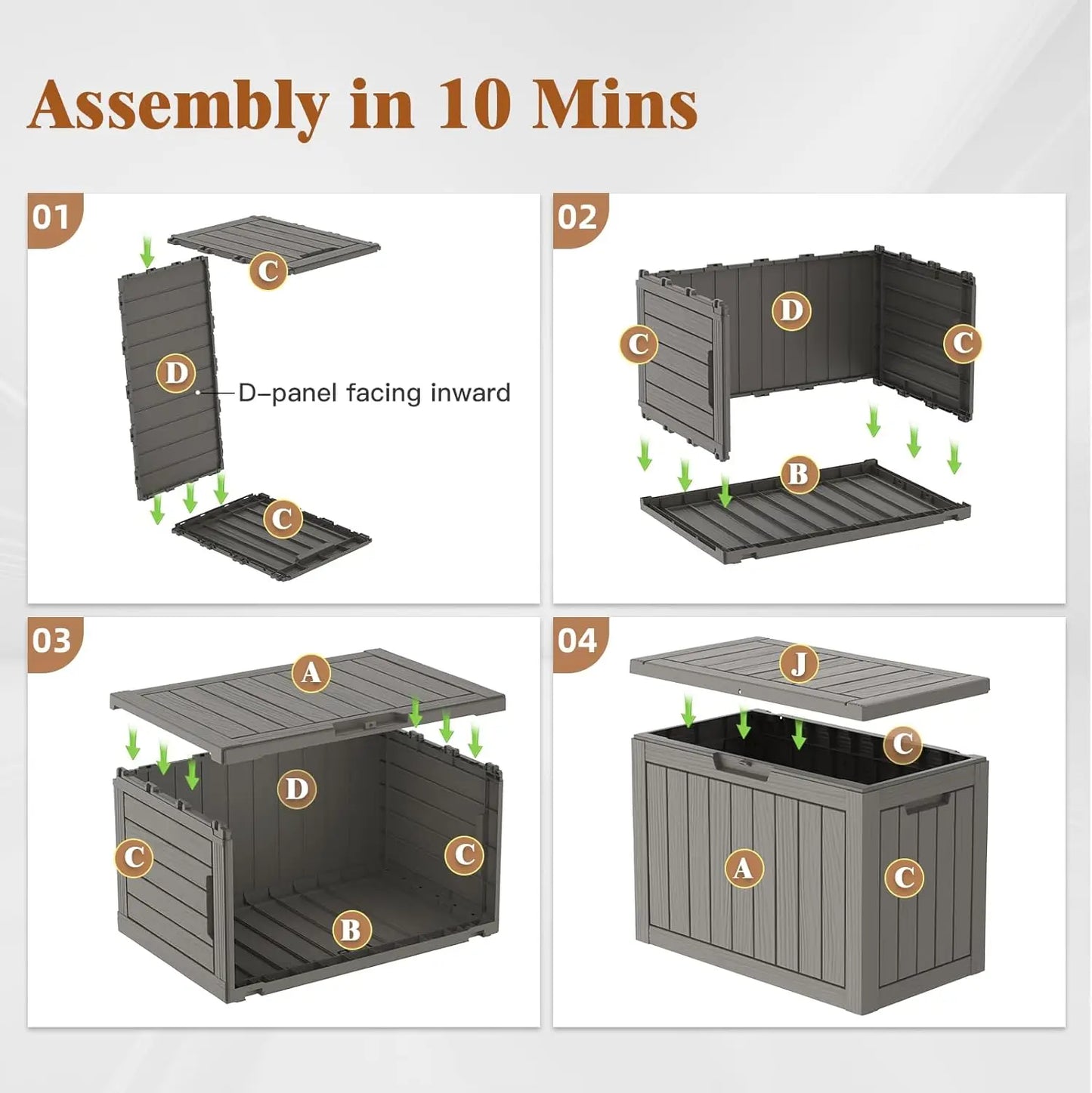 Outdoor Deck Storage Box Waterproof UV Resistant Lockable Lid