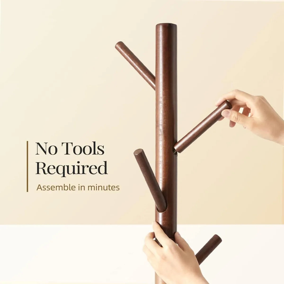 XIUWO Height Adjustable Wooden Coat Tree With 8 Hooks