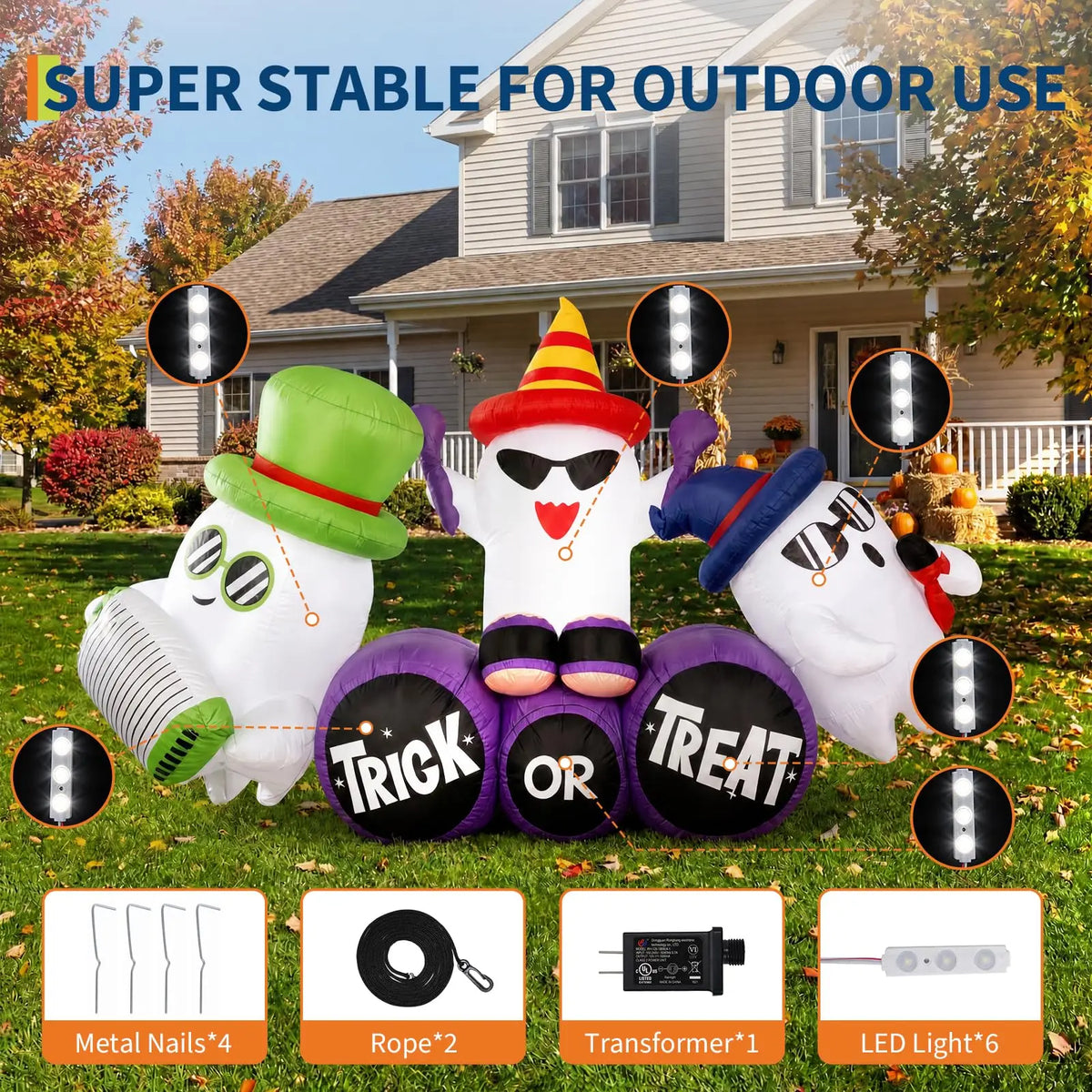 HiMISS Halloween Ghost Band Inflatable Yard Decor With LED Lights