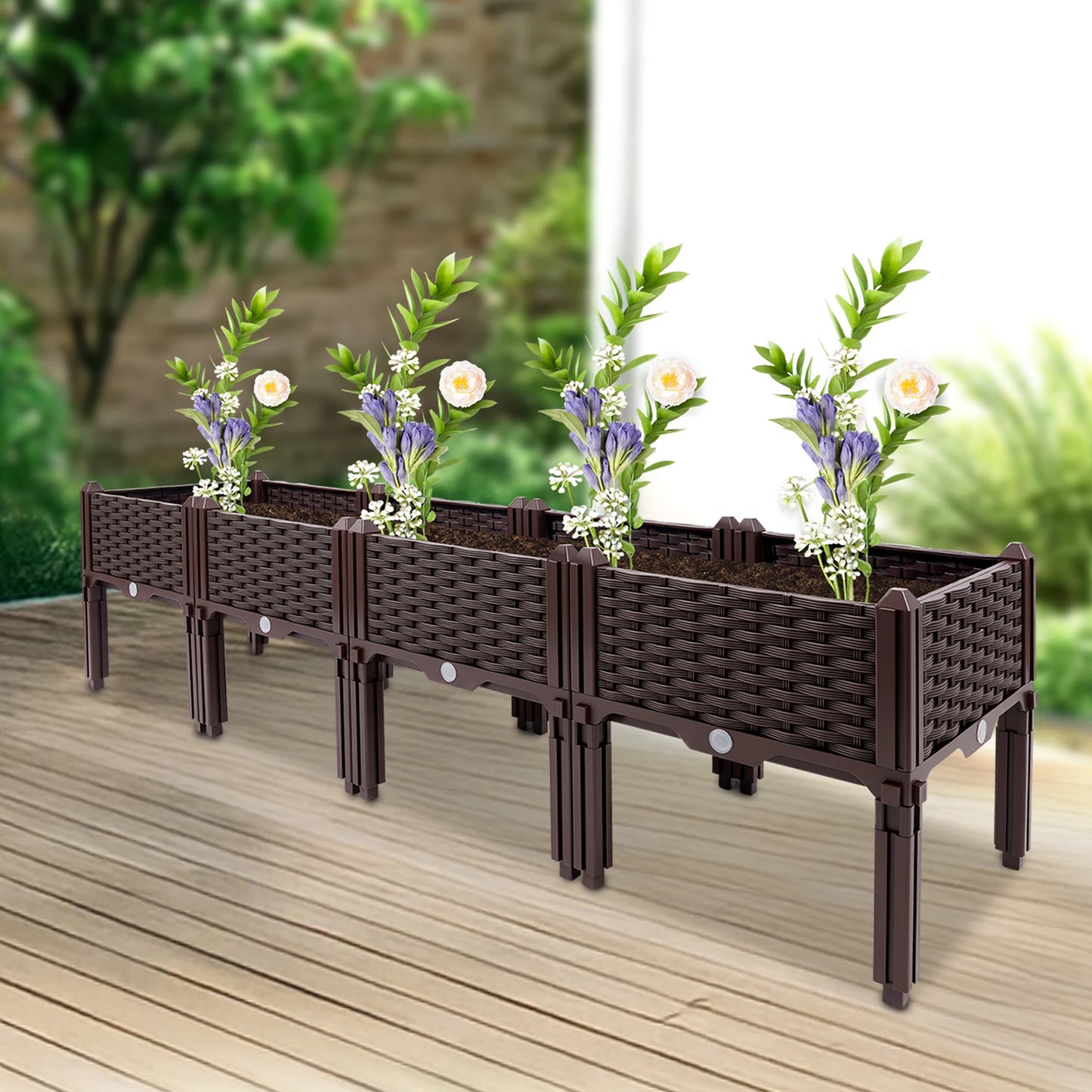 Size 61*15*15in 5.9in Deep Raised Garden Bed Planter Raised Beds Outdoor Plants Raised Elevated Rectangular Garden Box Kits