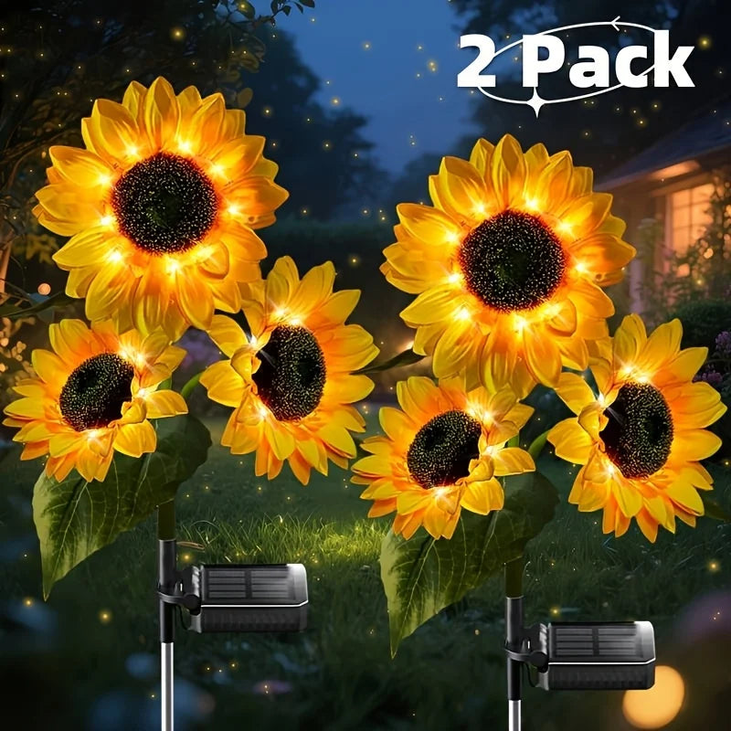 Solar Powered Sunflower LED Garden Decor for Outdoor Pathways