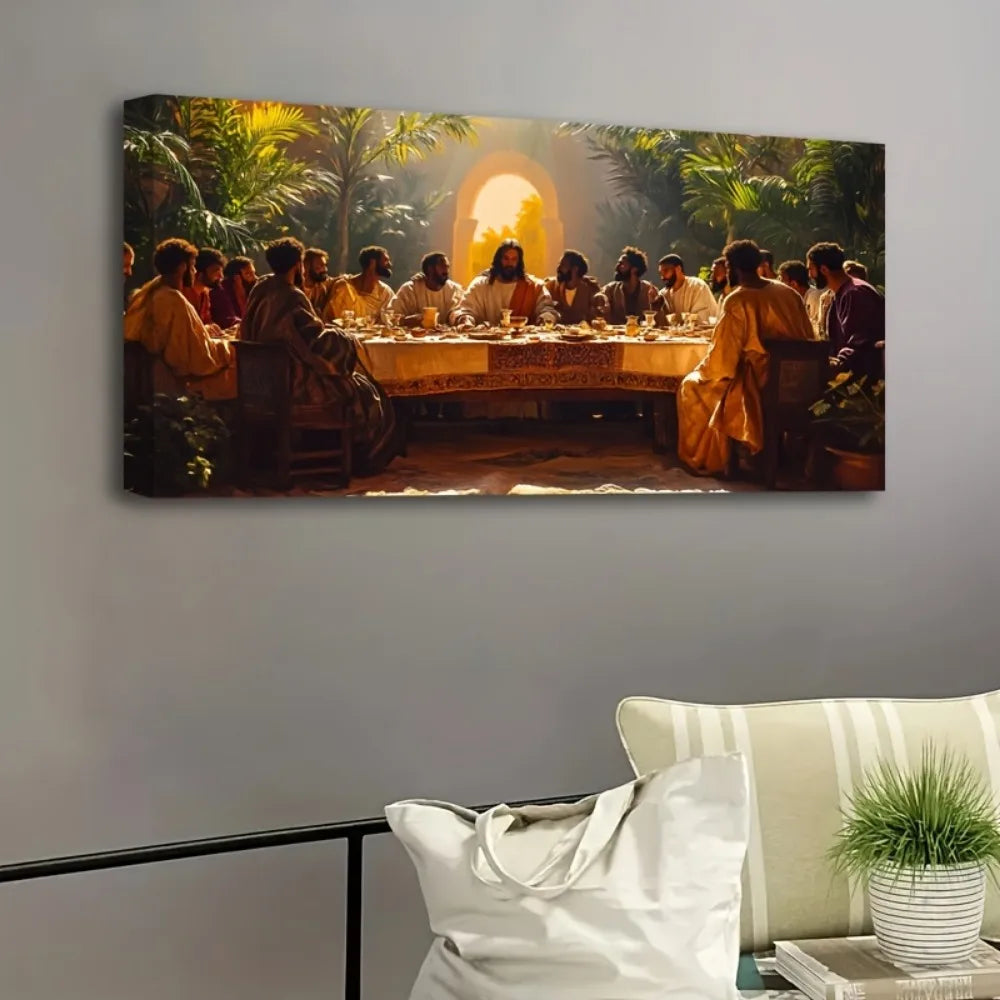 Last Supper Canvas Wall Art With Pine Wood Frame