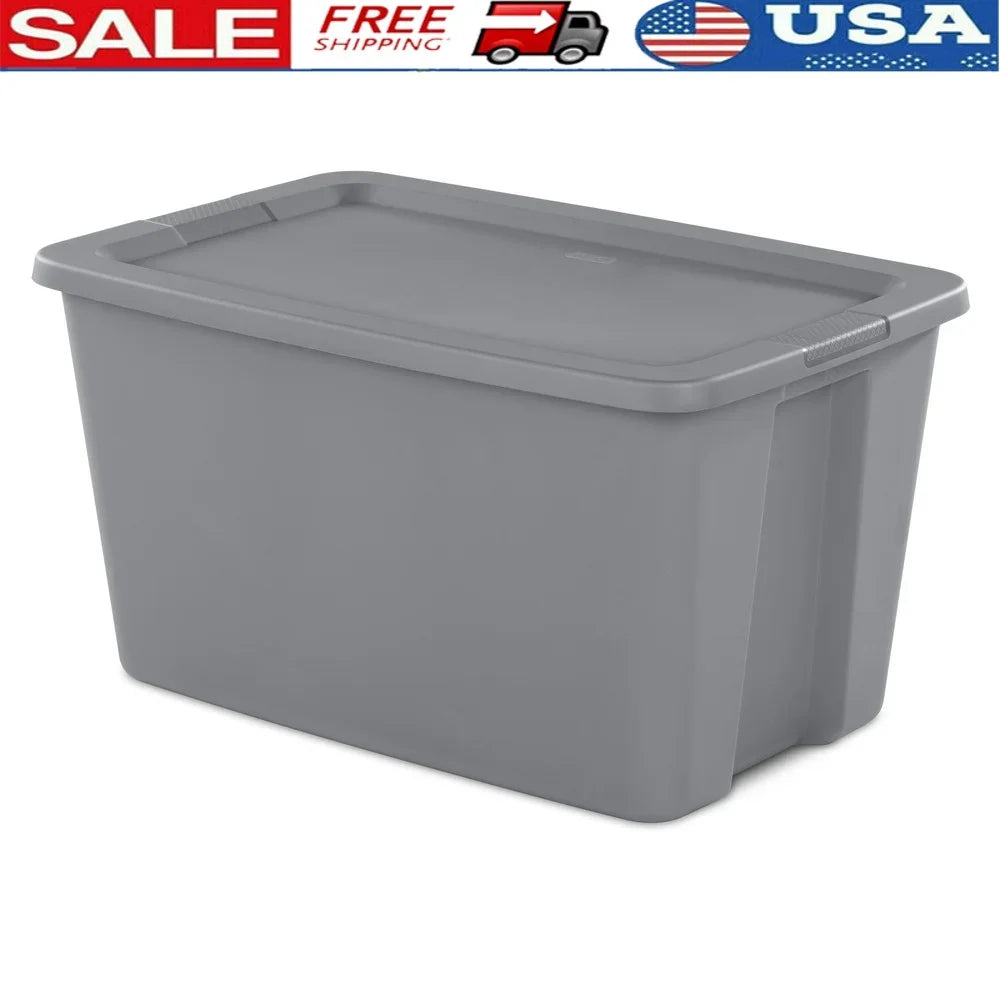 Stackable Storage Bin With Snap On Lid And Handles