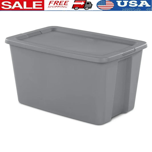 Stackable Storage Bin With Snap On Lid And Handles