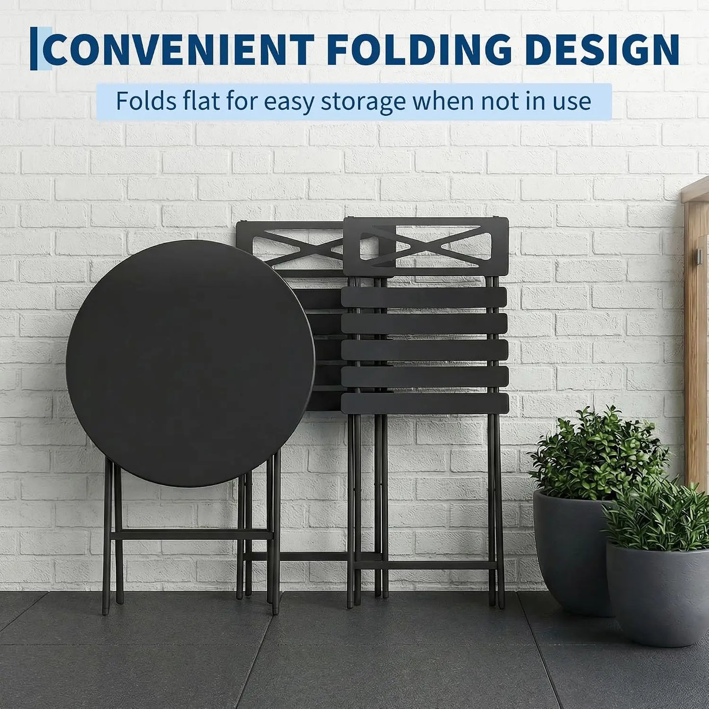 HobbyLane Outdoor Folding Bistro Set 2 Person Metal Patio Table And Chairs