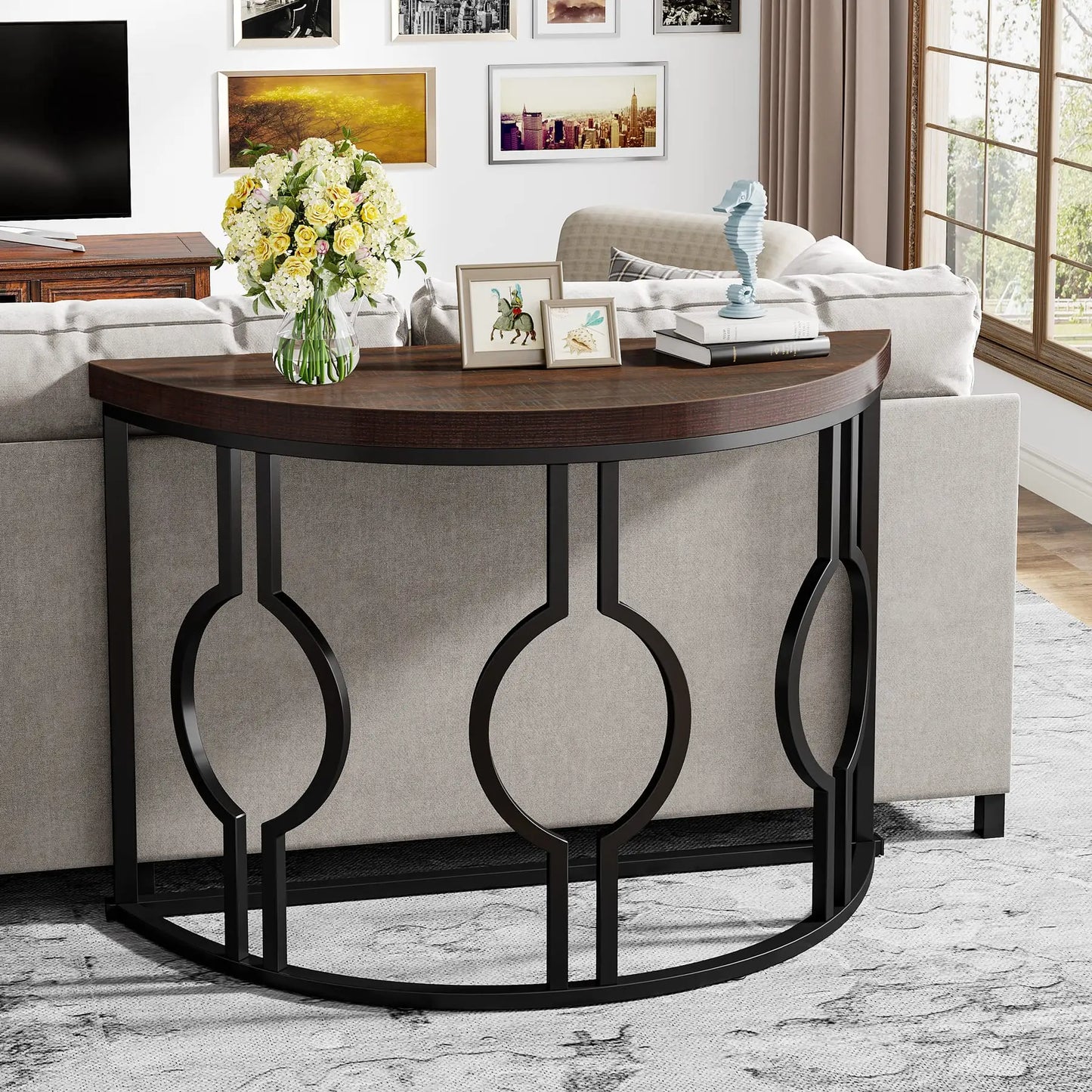 Tribesigns Half Moon Console Table