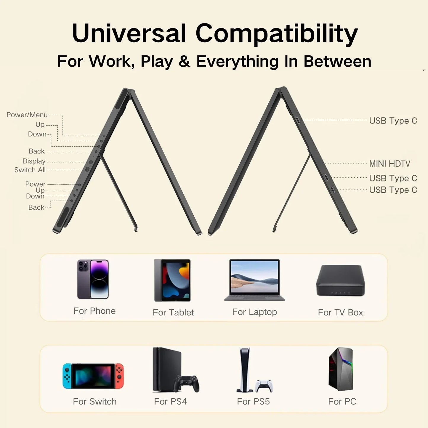 UPERFECT Portable Stacked Dual Monitor Extender With Stand