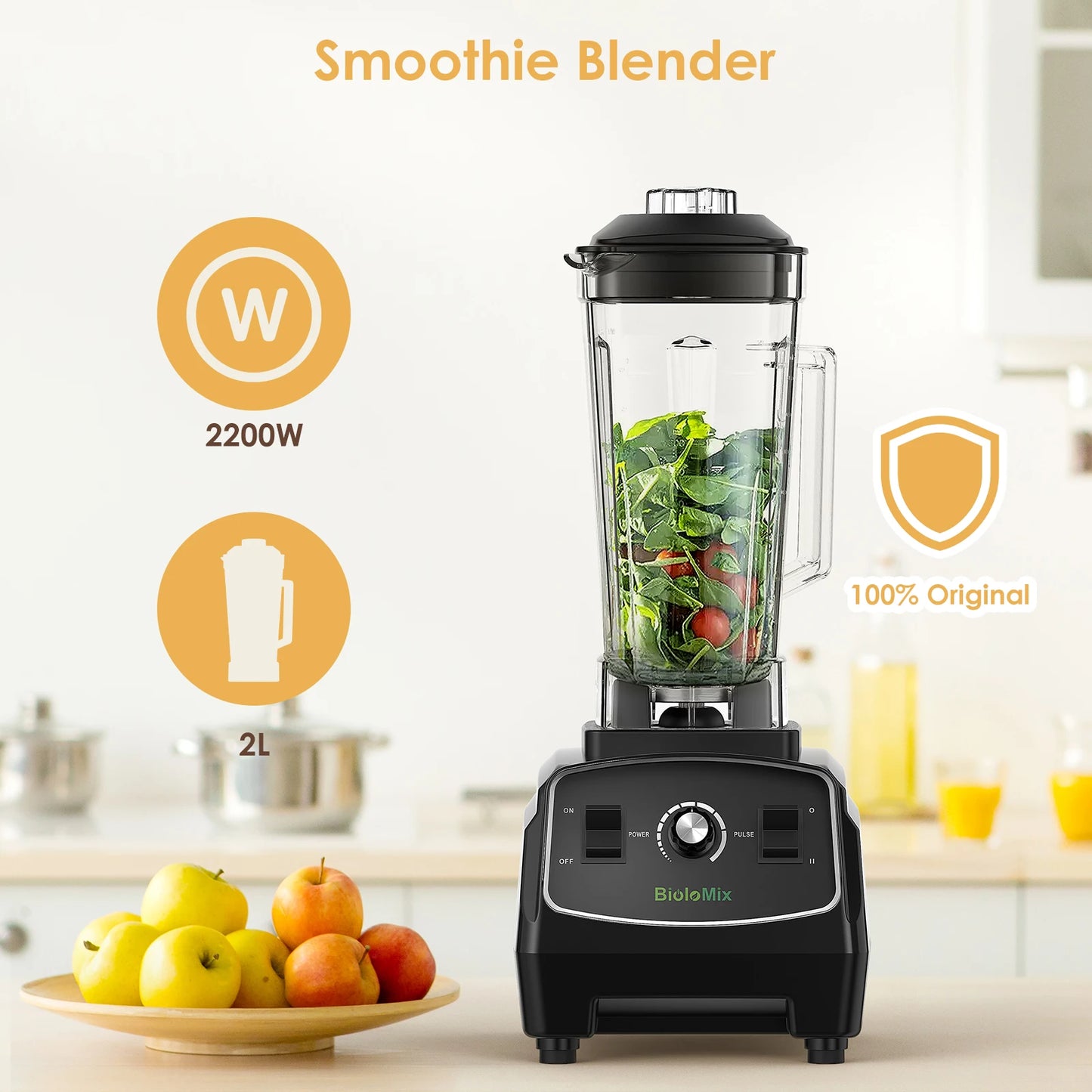 Biolomix Heavy Duty Blender Processor 2200W Commercial Juicer