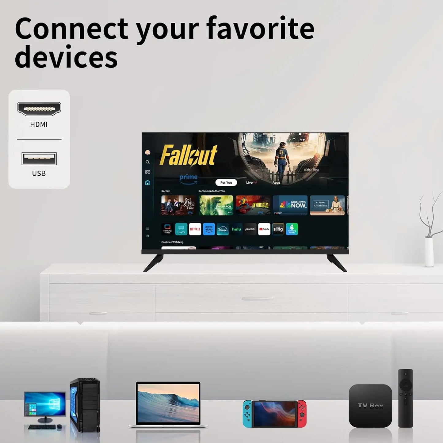 XMSJ LED Smart TV Tizen OS HDR10 WiFi Bluetooth HDMI