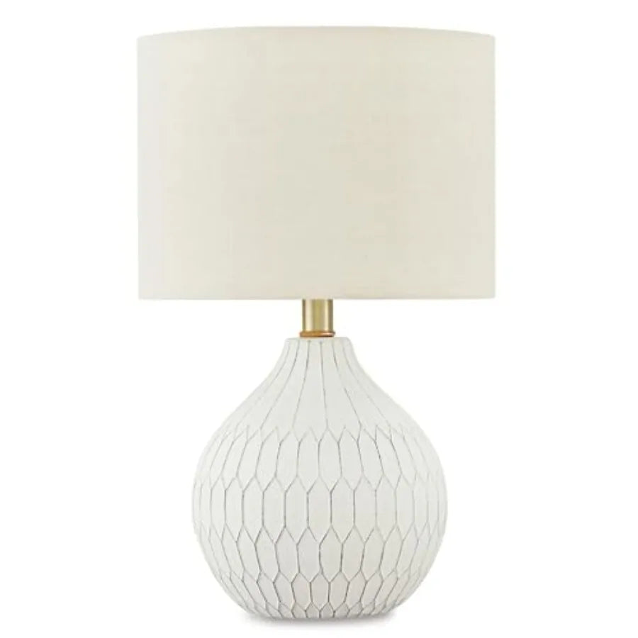 Contemporary Table Lamp With Drum Hardback Fabric Shade