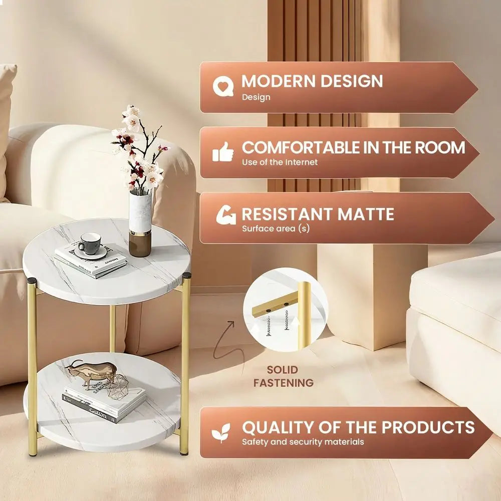 Double Tier Round Side Table For Indoor Or Outdoor Use