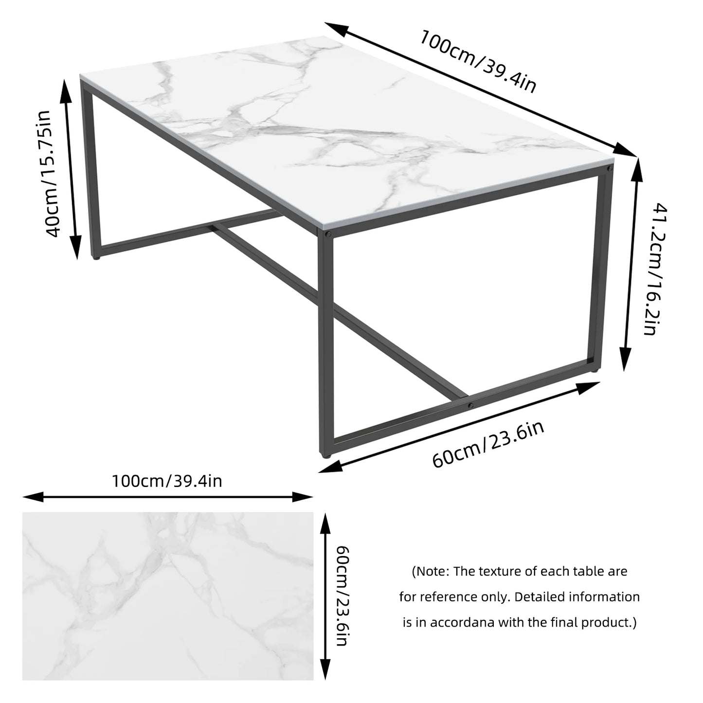 Wisfor Sintered Stone Coffee Table With Metal Frame