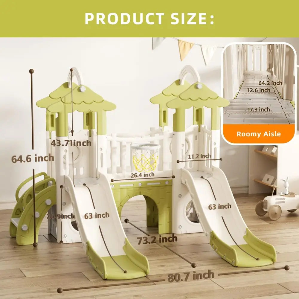 YTYIN Jungle 10-In-1 Toddler Slide Playset With Hoop