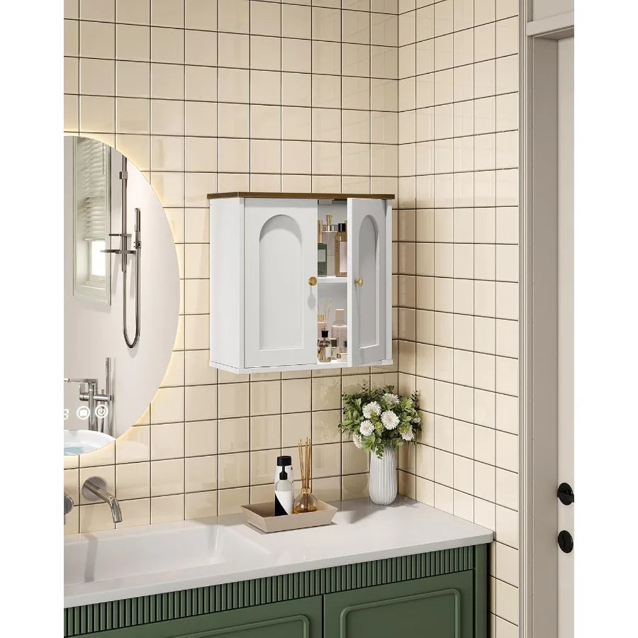 XIUWO Bathroom Wall Cabinet With Adjustable Shelf And Two Doors