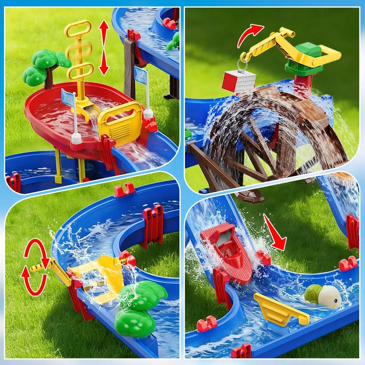 VATOS Summer Outdoor Water Truck Toy With 2 Tier Water Wheel Playset