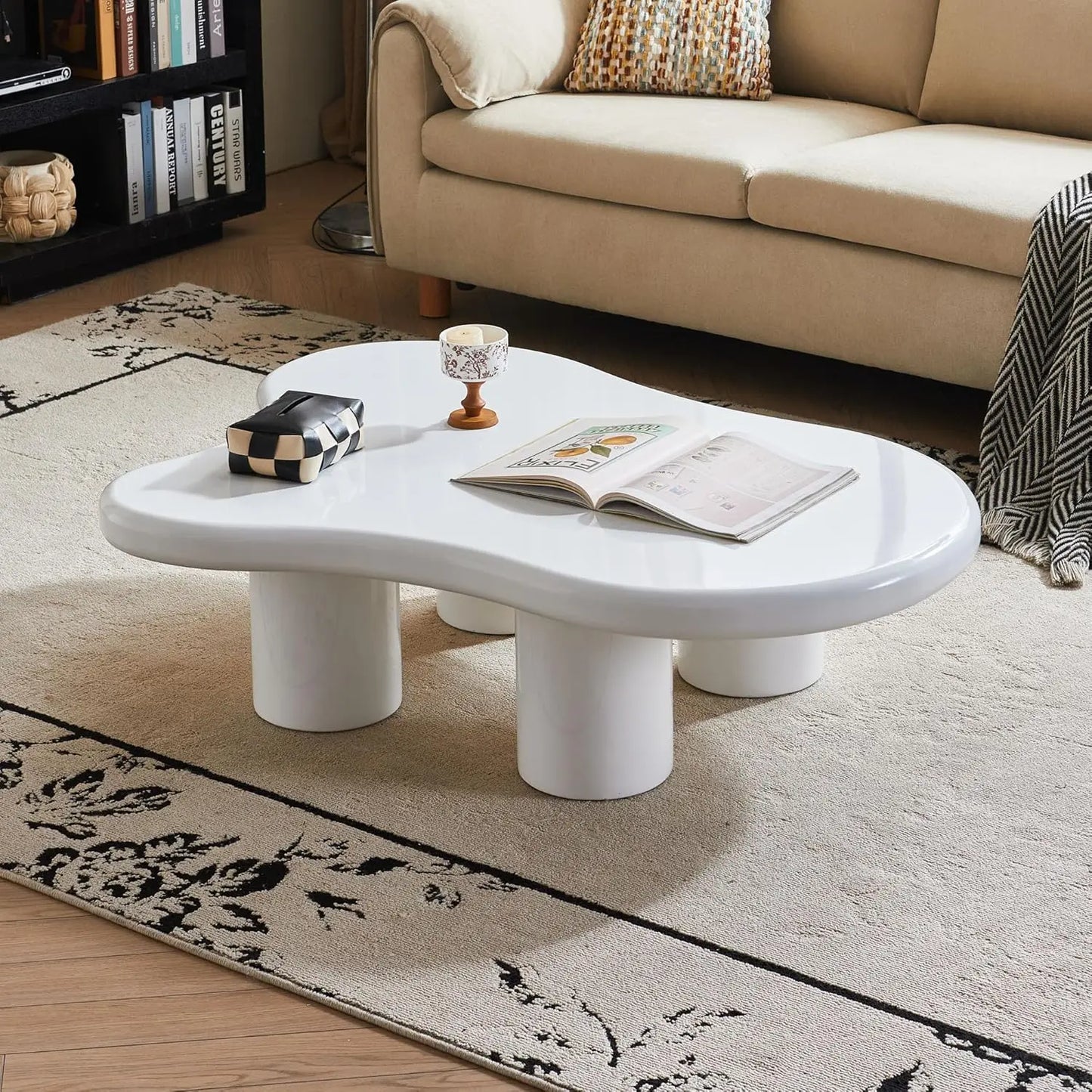 Minimalist Modern Walnut Wood Coffee Table For Living Room