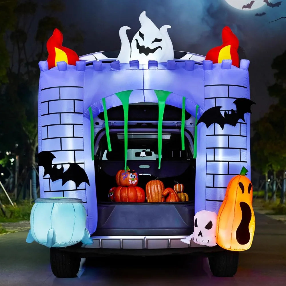 Halloween Haunted Castle Inflatable Outdoor Decoration With Led Lights