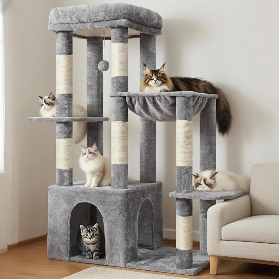XIUWO Cat Tree For Indoor Cats Tall Multi Level Condo With Sturdy Base