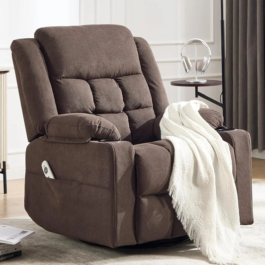 Swivel Rocker Recliner Chair for Adults, Massage Recliner with Heat and Manual, Rocking Recliner with Cup Holders &, Customized
