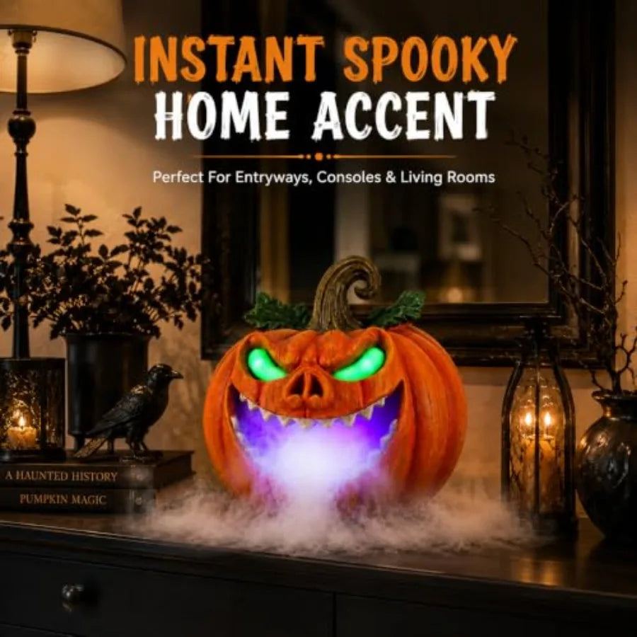 Halloween Pumpkin Fog Machine Decor With Glowing Eyes And Mist