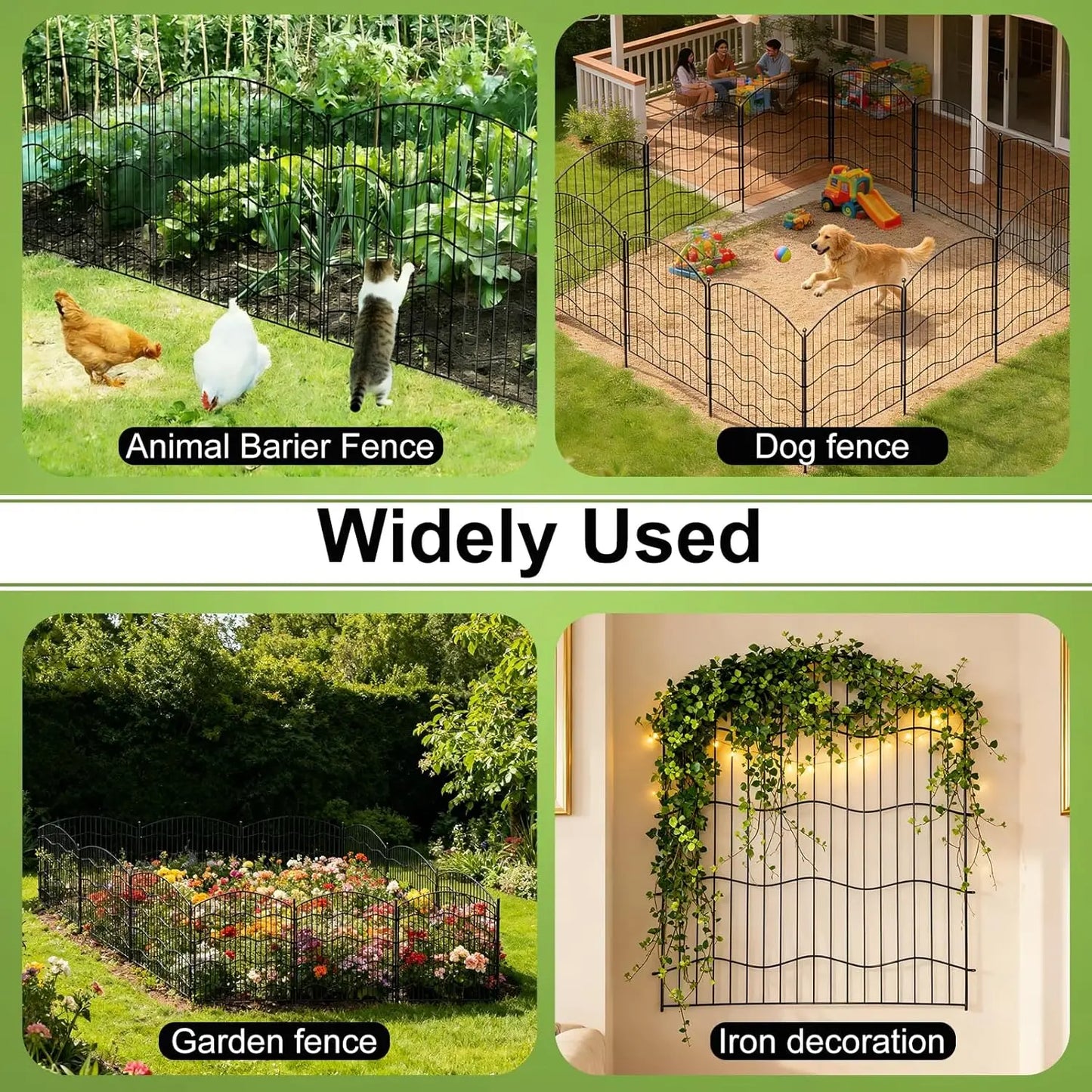 No Dig 10 Panel Garden Fence For Dogs Rabbits Outdoors