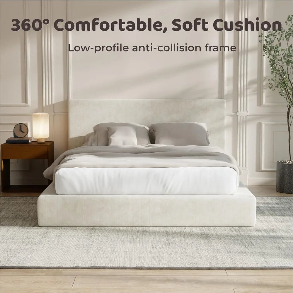 Cloud Upholstered Bed Frame with Headboard, Lightweight Foam Platform Customized