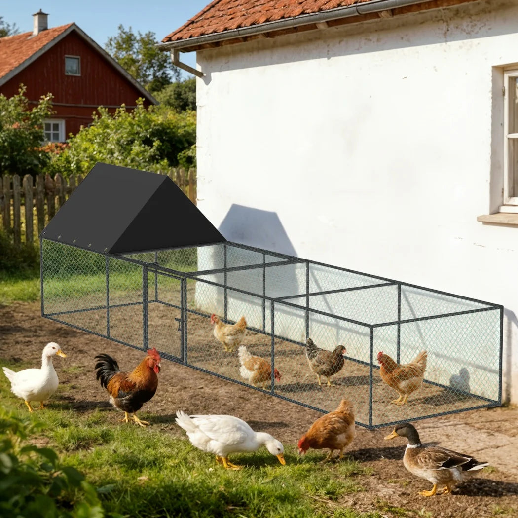 BORWART Chicken Coop Cage Outdoor Poultry Pen With Nylon Netting