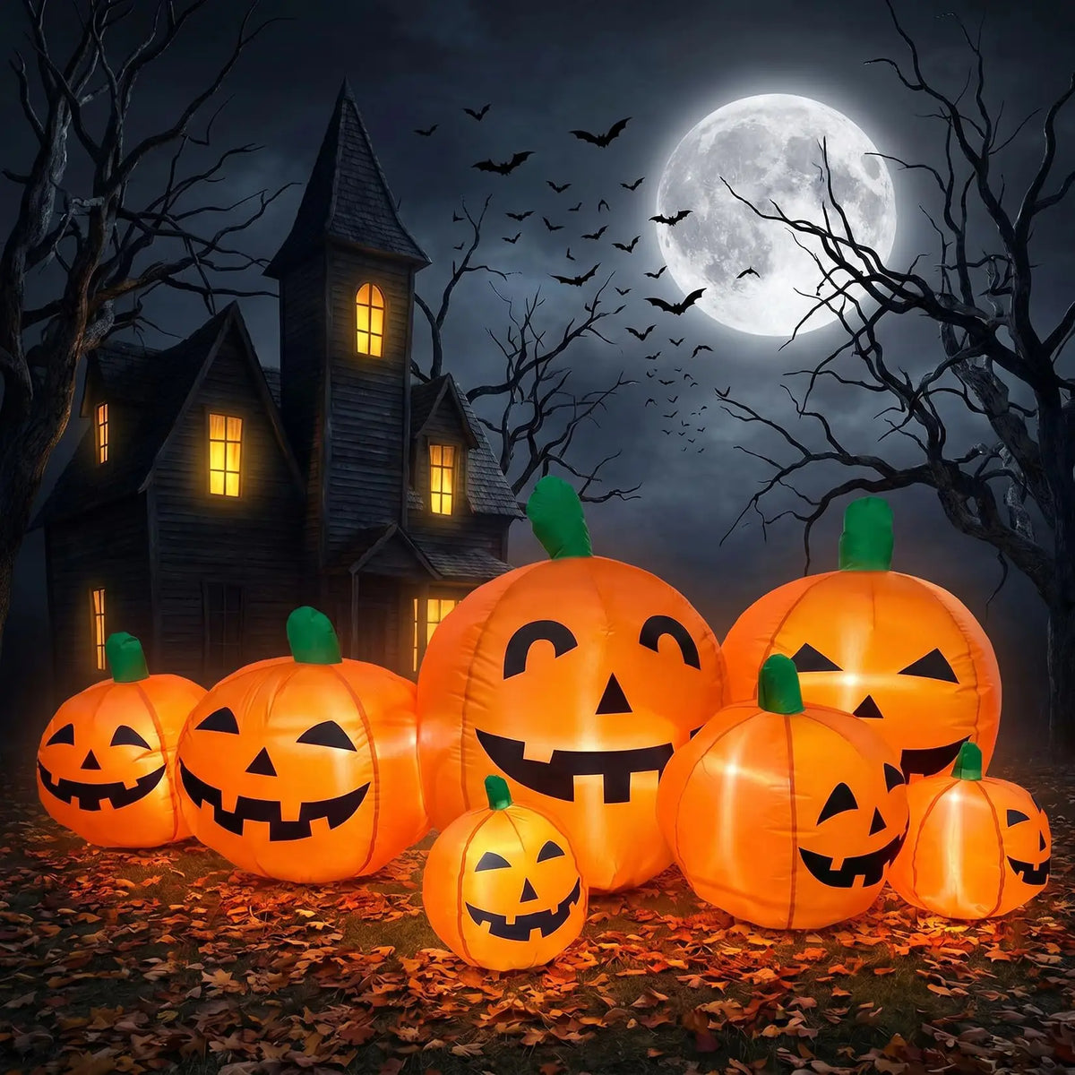 HiMISS Halloween Inflatable Pumpkin Patch With LED Lights Outdoor Decor