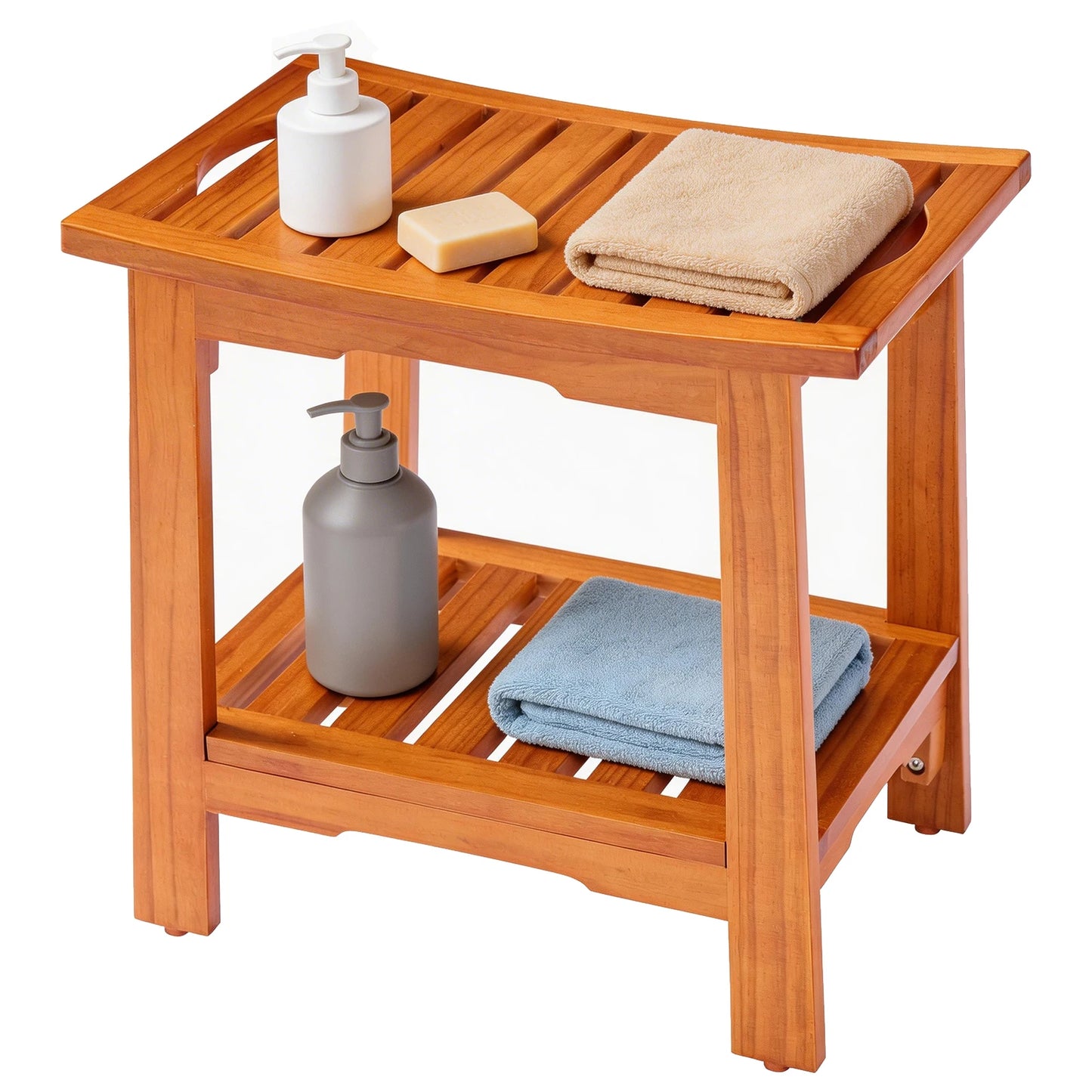 MCQ Wooden Bathroom Chair With Storage Shelf For Shower