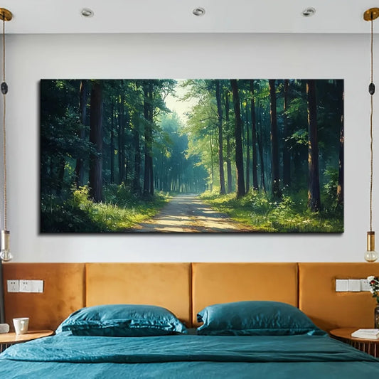Forest Oil Painting On Pine Frame For Home Decoration
