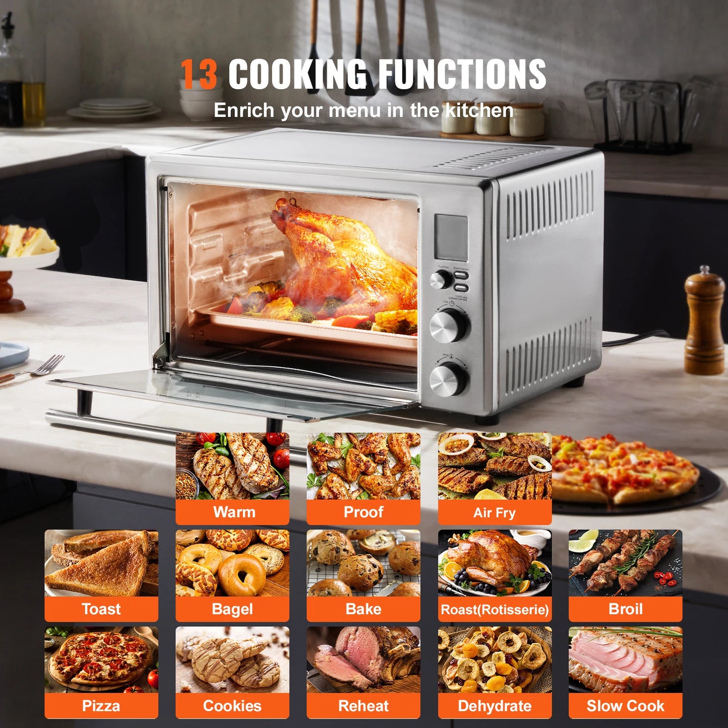 SucceBuy 13 In 1 Air Fryer Toaster Oven Convection 1800W