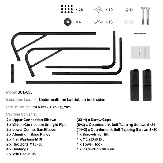 SucceBuy Hot Tub Cover Lift Spa Cover Lift Height 31.5"-41.3" Width 57"-92.5" Adjustable Installed Underneath Both Side Suitable