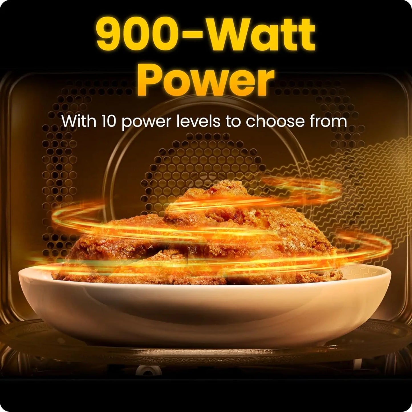 Compact 900W Microwave with 6 Presets, Eco Mode, Child Lock & Mute