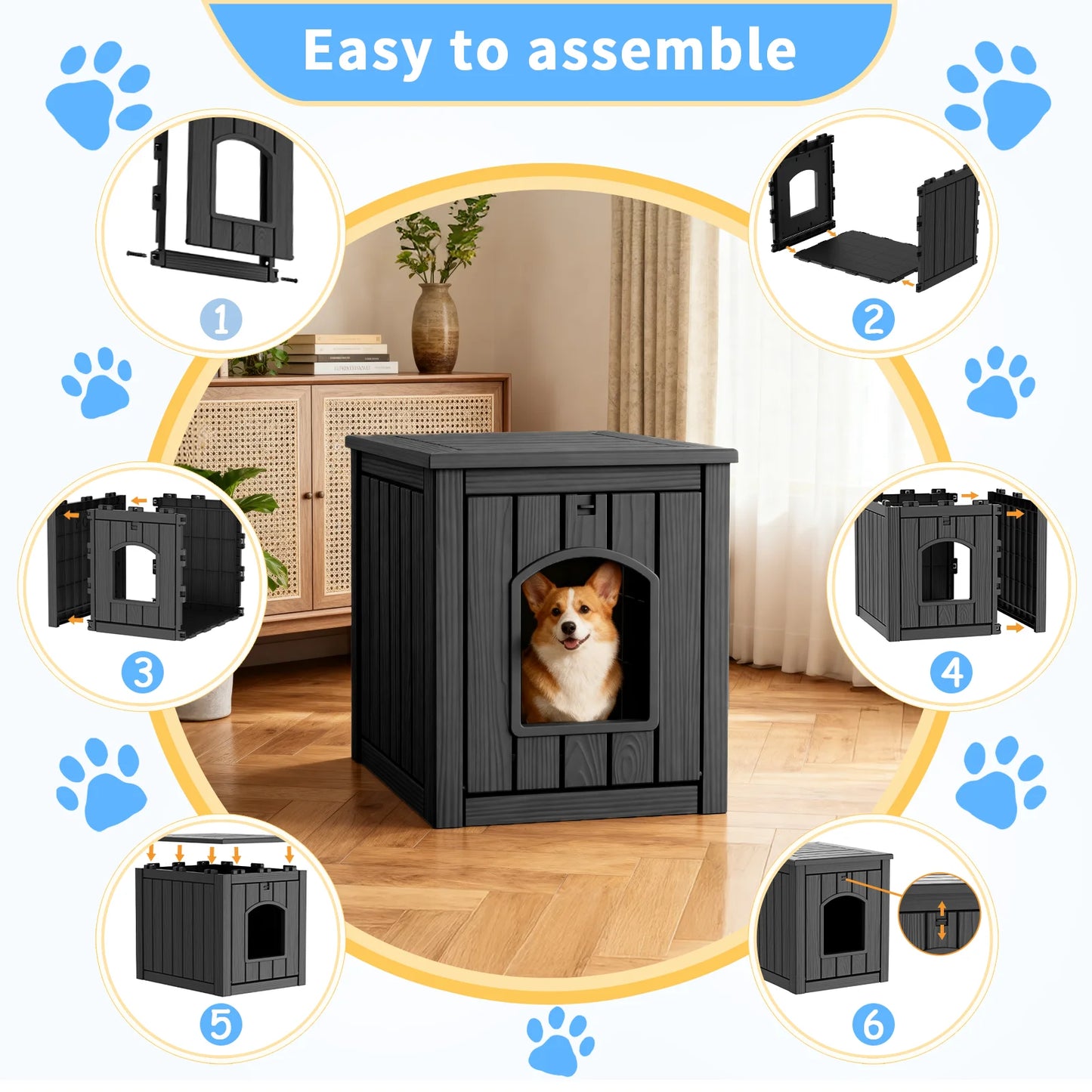 Resin 2in1 Cat House End Table Waterproof Indoor Outdoor Kennel