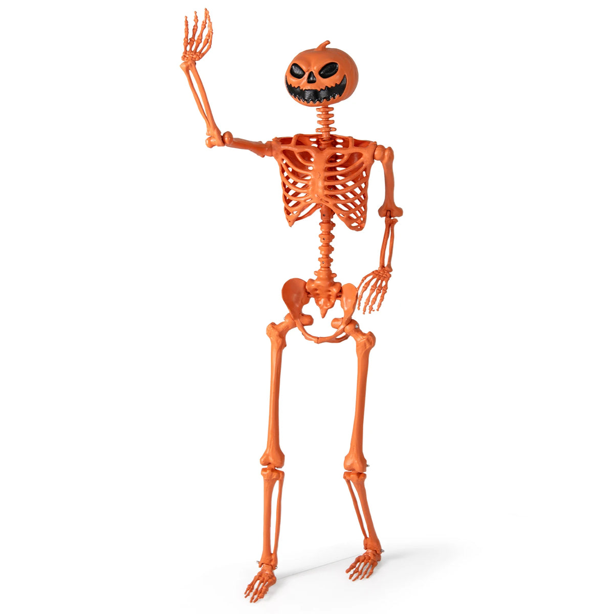 LIFEZEAL Poseable Pumpkin Head Skeleton Halloween Decoration Prop