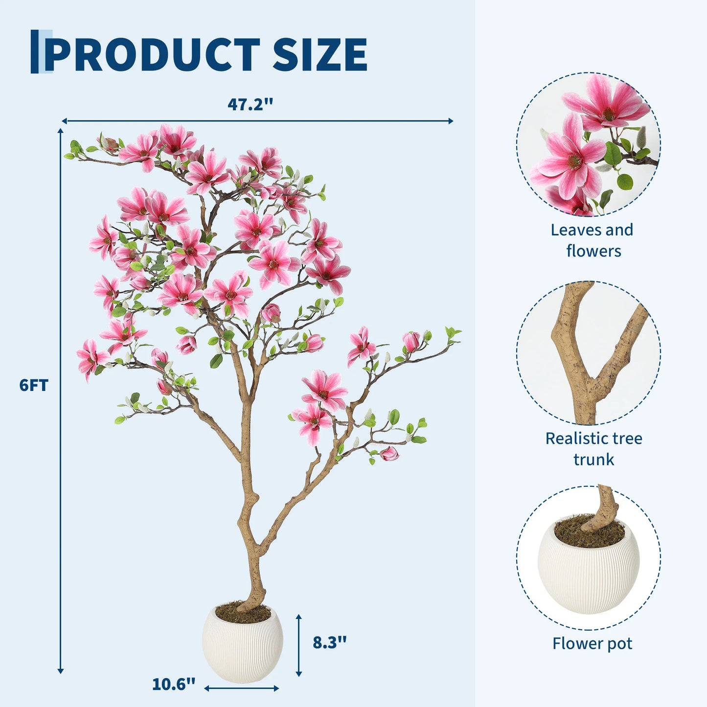 HiMISS Magnolia Artificial Tree For Home Decor In Pot