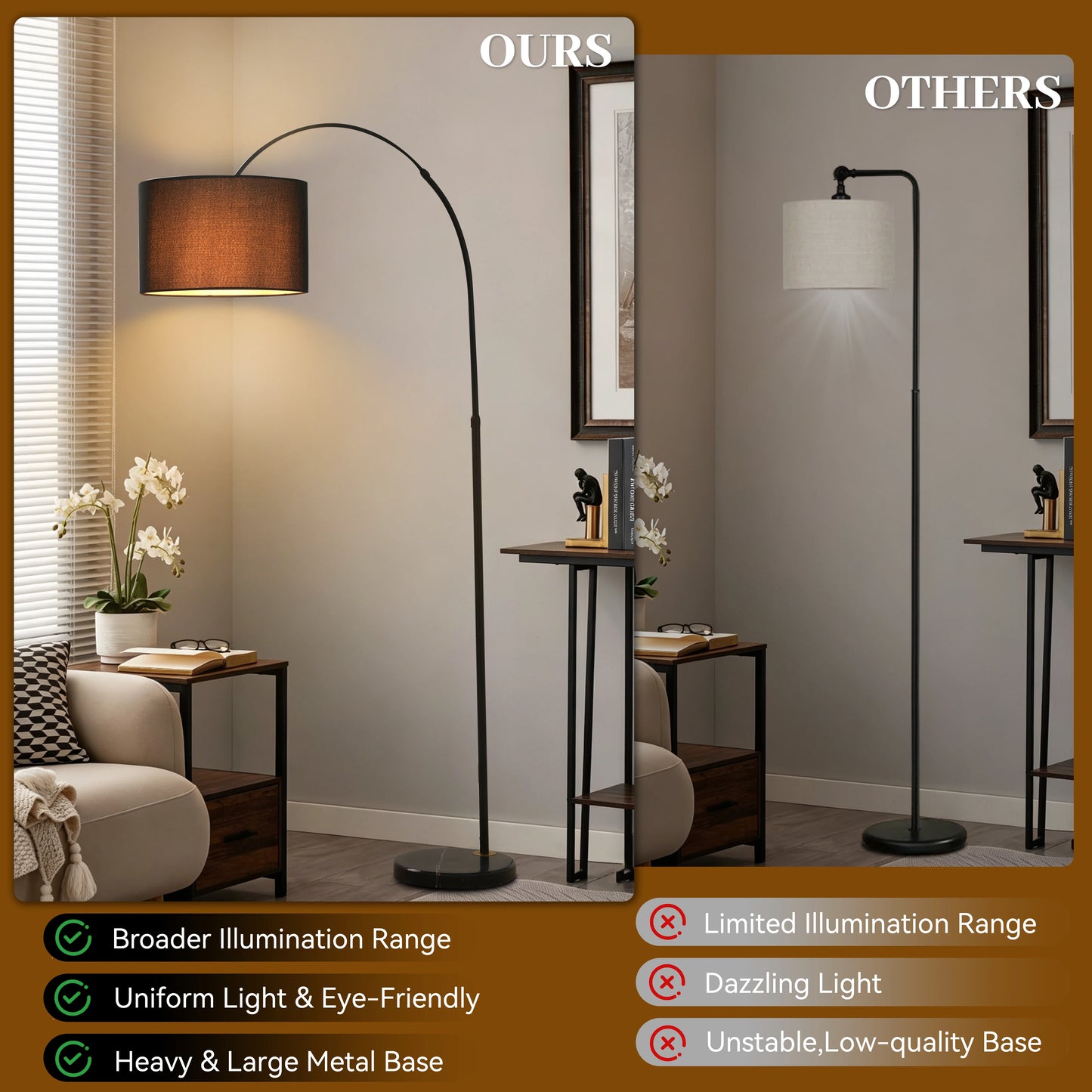 Mid Century Floor Lamp With Fabric Shade Arc Adjustable Height