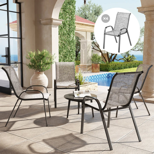 Stackable Patio Dining Chairs Set For Outdoor Dining