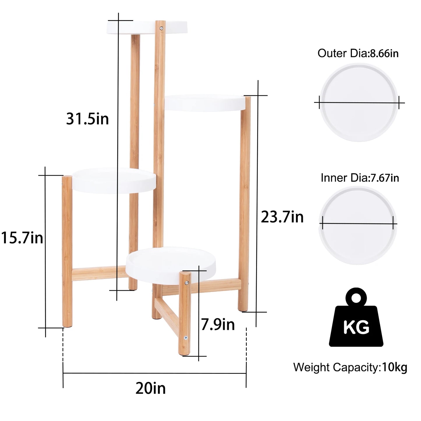 Wisfor 4 Tier Bamboo Plant Display Stand Tall Flower Rack