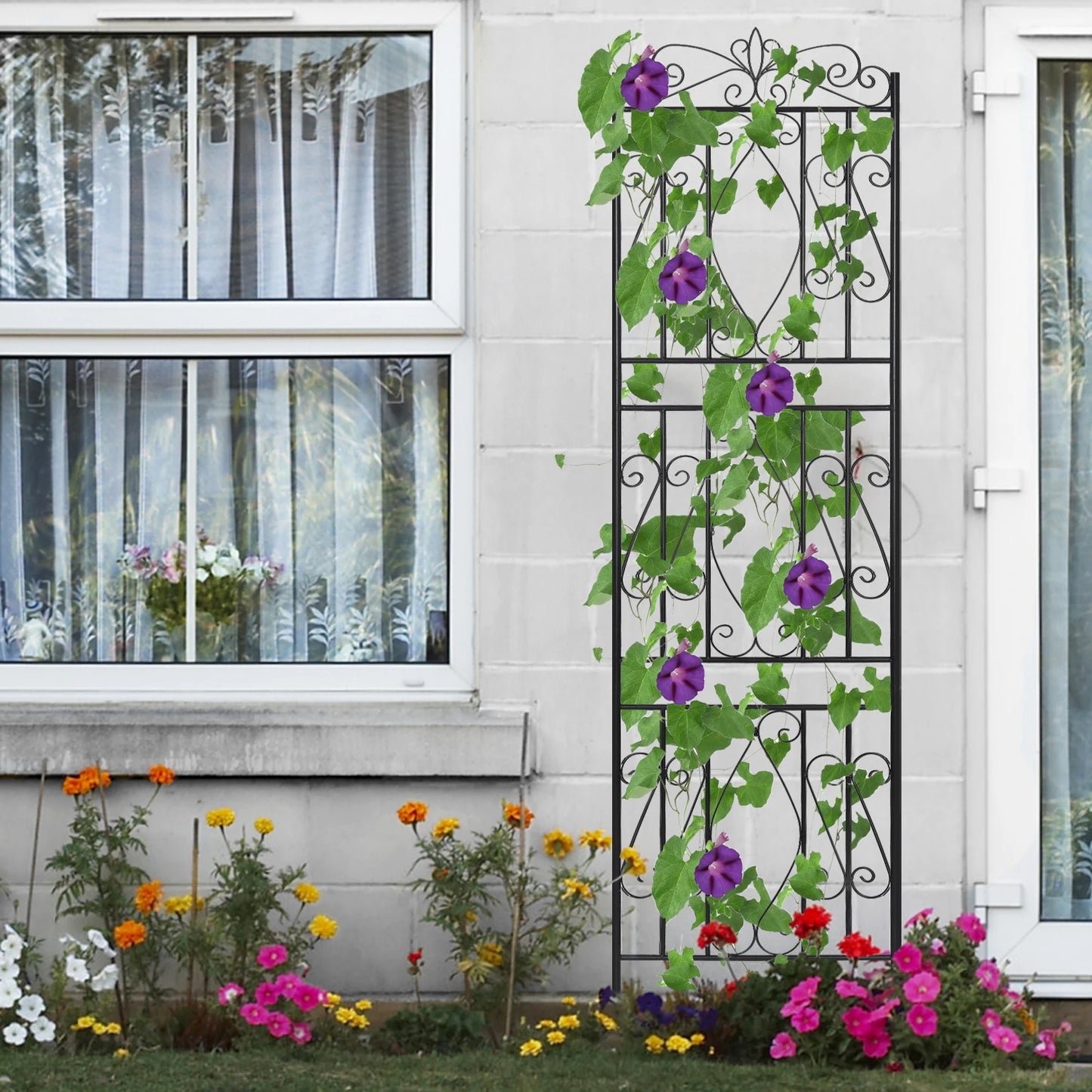 Rustproof Tall Garden Trellis for Climbing Plants Metal Plant Support Fence