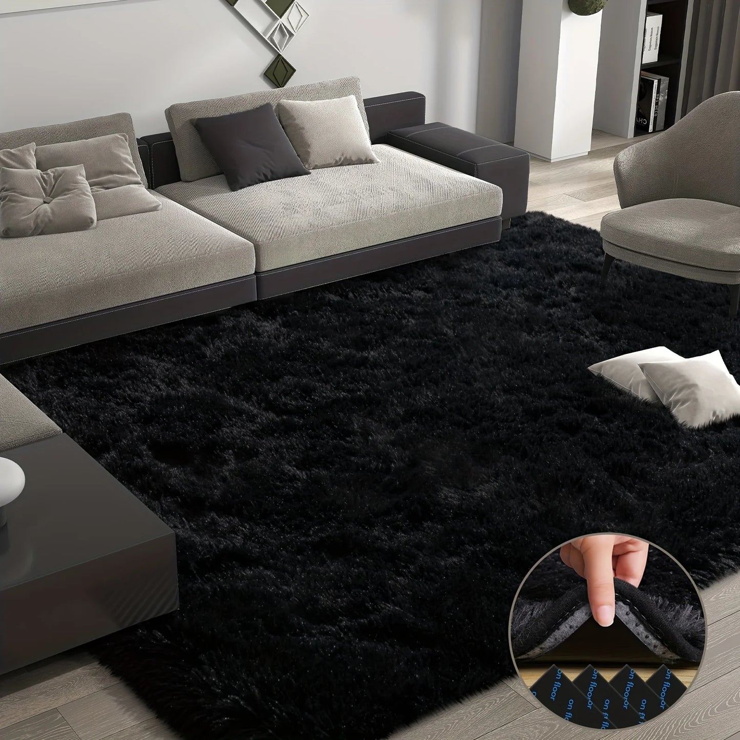 Noned Plush Area Rug Aubusson Design Shag Bedroom Decor