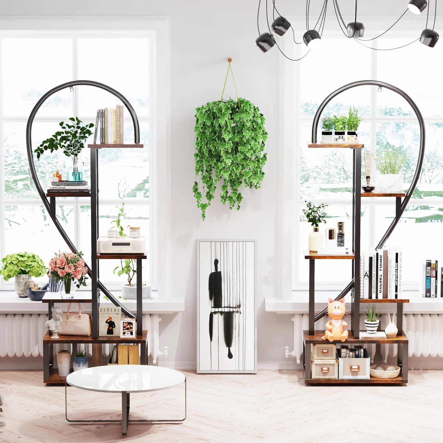Wisfor 6 Tier Wood And Metal Plant Display Rack With Grow Lights
